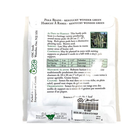 Bean Climbing - Kentucky Wdr Seeds, OSC Large Pack