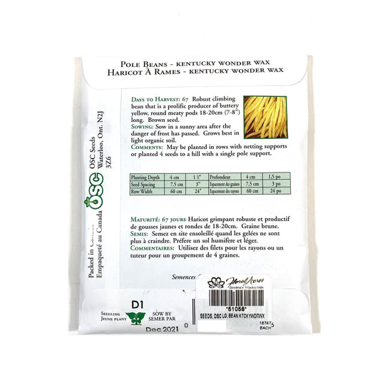 Bean Climbing - KY Wondr Wax Seeds, OSC Large Pack