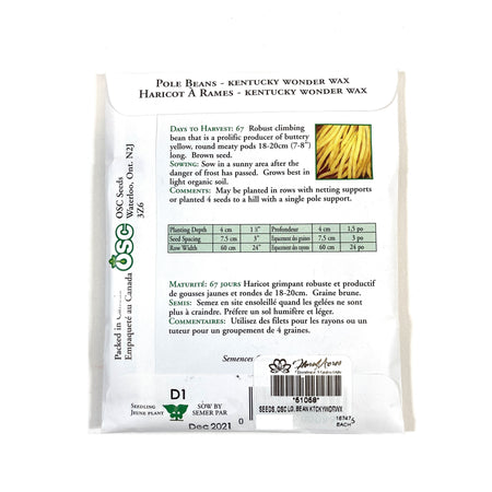 Bean Climbing - KY Wondr Wax Seeds, OSC Large Pack