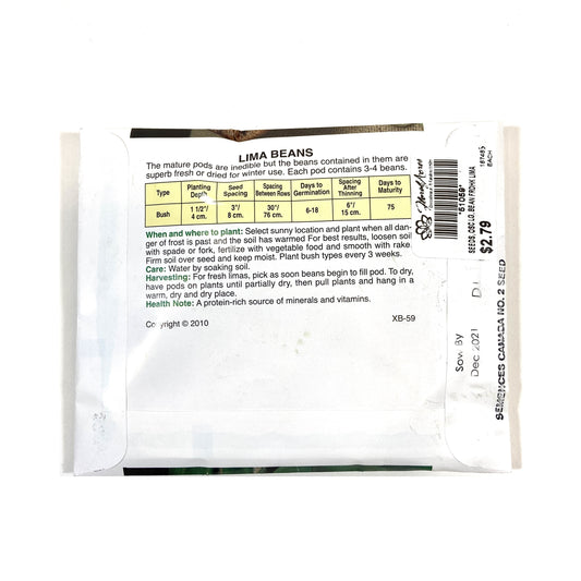 Bean Bush - Fordhook Lima Seeds, OSC Large Pack