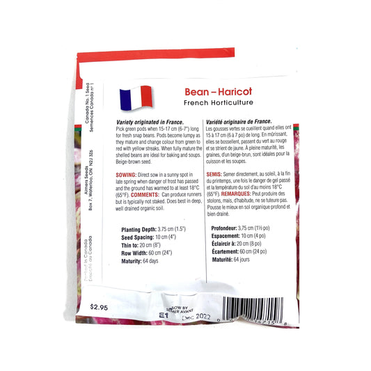 Bean Bush - French Horticultre Seeds, Aimers Int'l - Floral Acres Greenhouse & Garden Centre