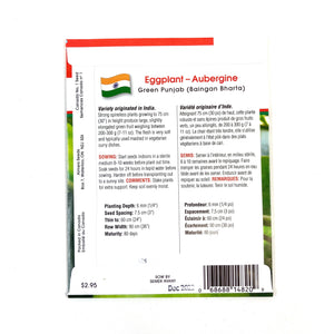 Eggplant - Green Punjab Seeds, Aimers Int'l - Floral Acres Greenhouse & Garden Centre