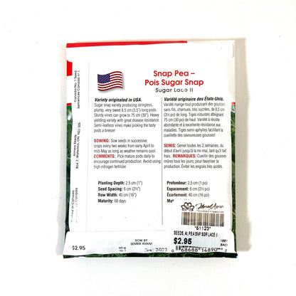 Pea - Sugar Lace II Snap Seeds, Aimers Int'l - Floral Acres Greenhouse & Garden Centre