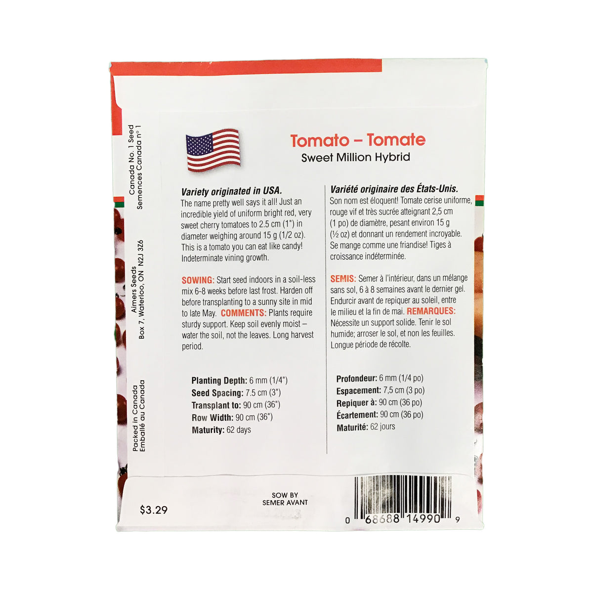 Tomato - Sweet Million Seeds, Aimers Int'l
