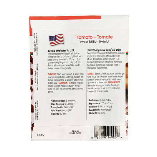 Tomato - Sweet Million Seeds, Aimers Int'l