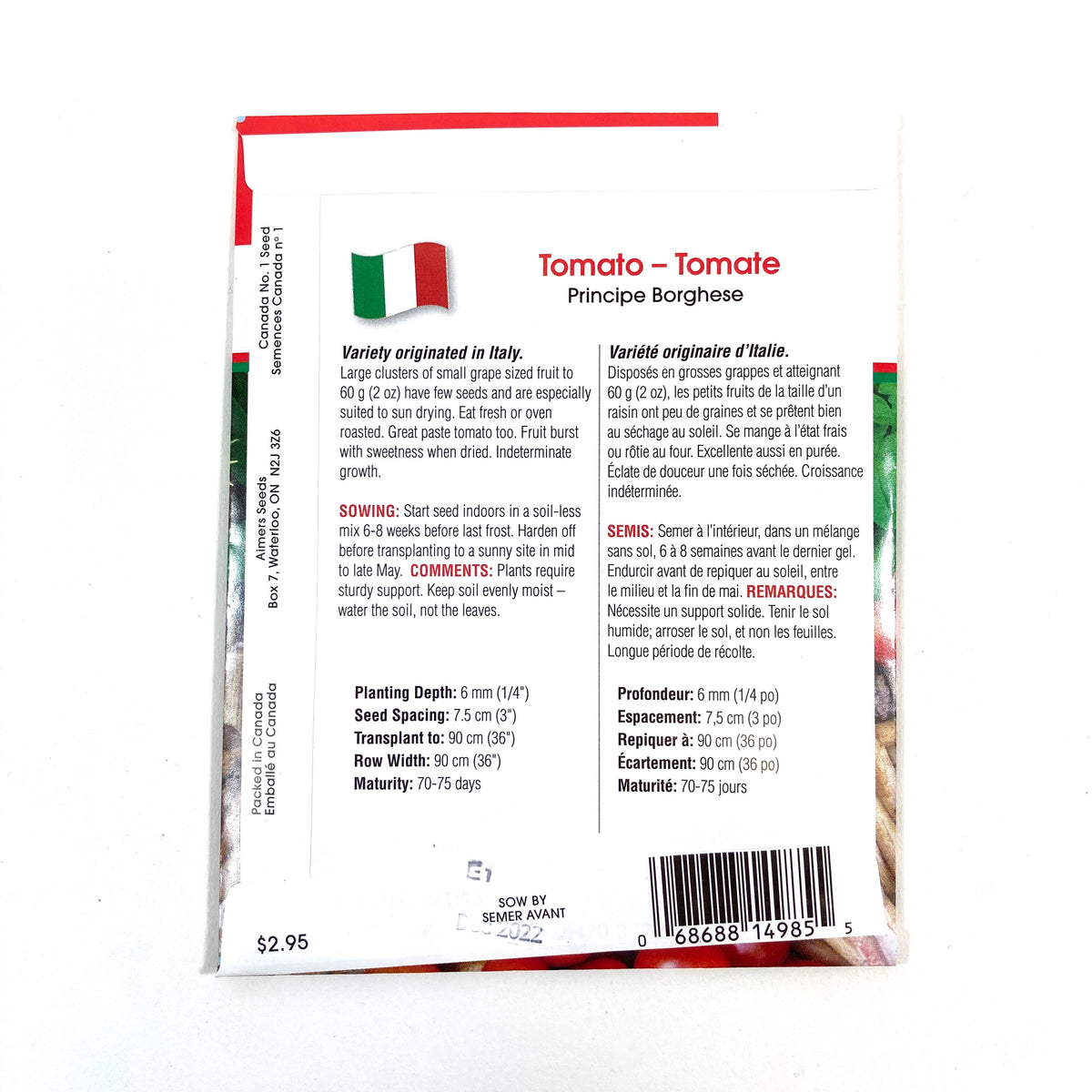 Tomato - Principe Borghese Seeds, Aimers Int'l - Floral Acres Greenhouse & Garden Centre