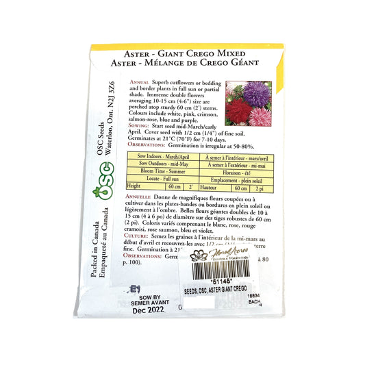 Aster - Giant Crego Seeds, OSC