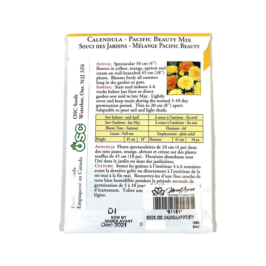 Calendula - Pacific Beauty Seeds, OSC