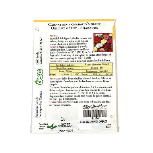 Carnation - Chabauds Giant Seeds, OSC