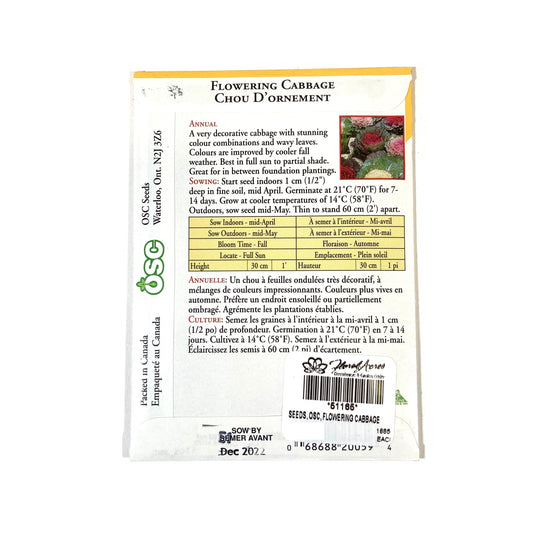 Flowering Cabbage - Fall Colour Seeds, OSC