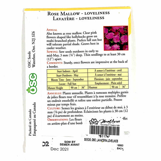 Lavatera - Loveliness (Pink) Seeds, OSC