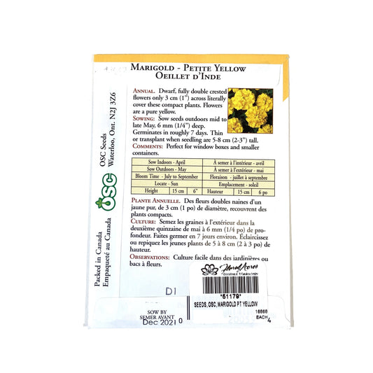 Marigold - Petite Yellow Seeds, OSC