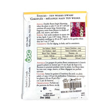 Load image into Gallery viewer, Stock - Ten Weeks Dwarf Seeds, OSC
