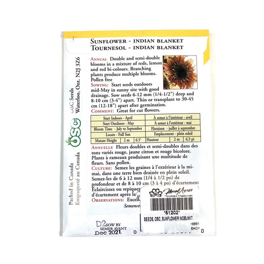 Sunflower - Indian Blanket Seeds, OSC