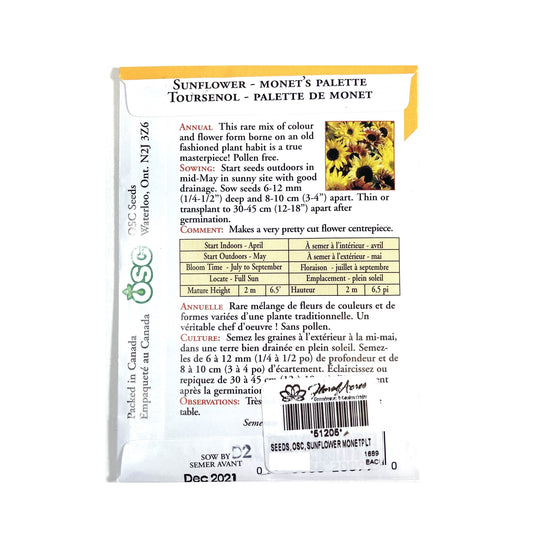 Sunflower - Monet's Palette Seeds, OSC