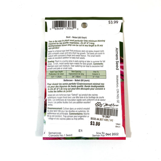 Beet - Nobel Seed Tape, Aimers - Floral Acres Greenhouse & Garden Centre