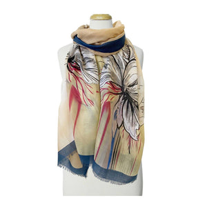 Ladies Fashion Scarf, Floral Print, Blue, OS - Floral Acres Greenhouse & Garden Centre