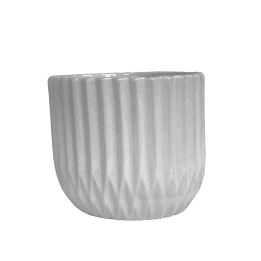 Pot, 6in, Ceramic, Mylene Ridged, White - Floral Acres Greenhouse & Garden Centre