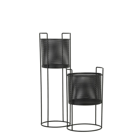 Planter, Metal, Bellamy Pot on Stand, Black, Large - Floral Acres Greenhouse & Garden Centre