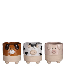 Load image into Gallery viewer, Pot, 4in, Ceramic, Footed Farm Animal, 3 Assorted
