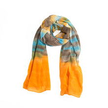 Load image into Gallery viewer, Fashion Scarf, Herringbone Weave, Orange Tie Dye - Floral Acres Greenhouse &amp; Garden Centre
