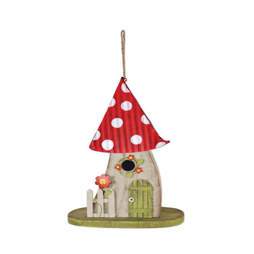 Red Mushroom Gnome House Birdhouse - Floral Acres Greenhouse & Garden Centre