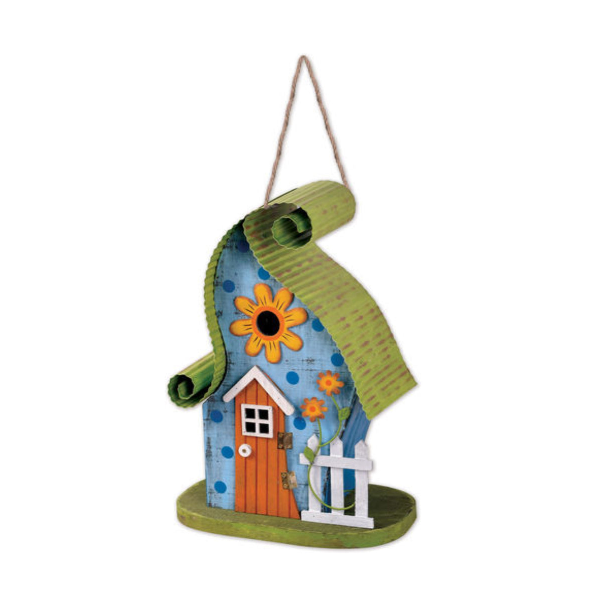 Blue & Green Gnome House Birdhouse - Floral Acres Greenhouse & Garden Centre