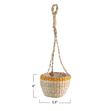 Load image into Gallery viewer, Pot, 4in, Seagrass Basket, Natural/Yellow, Hanging - Floral Acres Greenhouse &amp; Garden Centre
