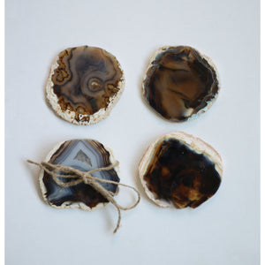 Round Agate Coasters, Brown, Set of 4 - Floral Acres Greenhouse & Garden Centre