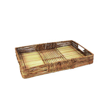 Load image into Gallery viewer, Hand-Woven Bamboo &amp; Jute Tray with Handles, Small
