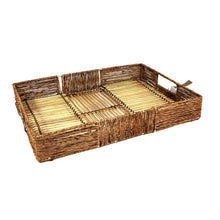 Load image into Gallery viewer, Hand-Woven Bamboo &amp; Jute Tray with Handles, Medium
