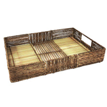 Load image into Gallery viewer, Hand-Woven Bamboo &amp; Jute Tray with Handles, Large
