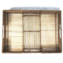 Load image into Gallery viewer, Hand-Woven Bamboo &amp; Jute Tray with Handles, Large
