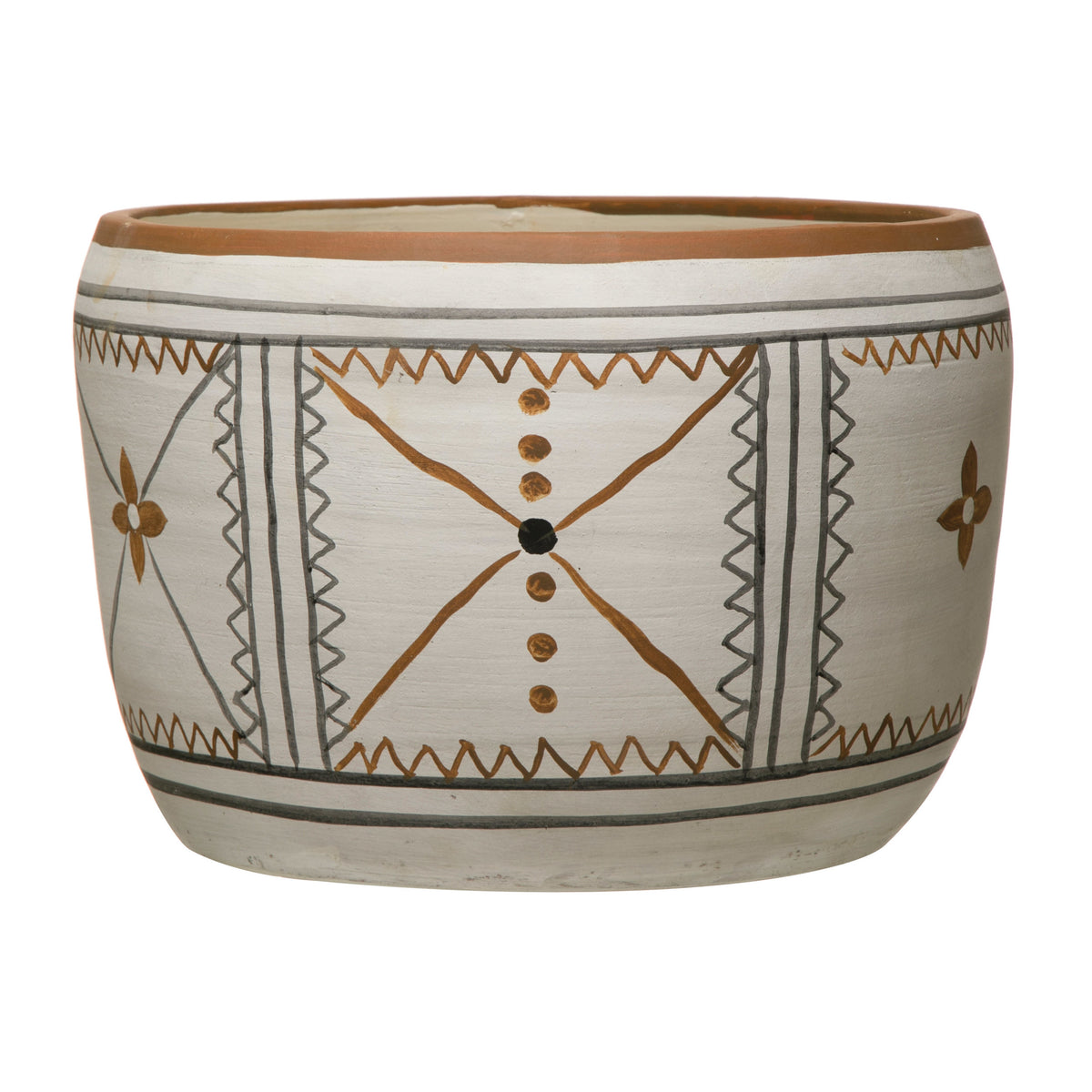 Pot, 12in, Terracotta, Hand-Painted Tile Pattern - Floral Acres Greenhouse & Garden Centre