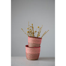 Load image into Gallery viewer, Woven Seagrass Stitiched Basket, Red &amp; Pink, Large - Floral Acres Greenhouse &amp; Garden Centre
