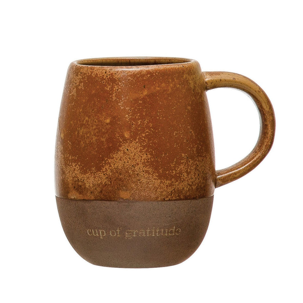 Stoneware Mug, Reactive Glaze w/Saying & Wood Box