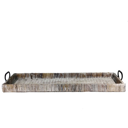Decorative Rattan Tray with Metal Handles