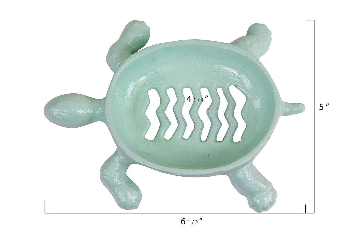 Cast Iron Turtle Soap Dish, Distressed Aqua - Floral Acres Greenhouse & Garden Centre