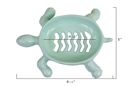 Cast Iron Turtle Soap Dish, Distressed Aqua - Floral Acres Greenhouse & Garden Centre