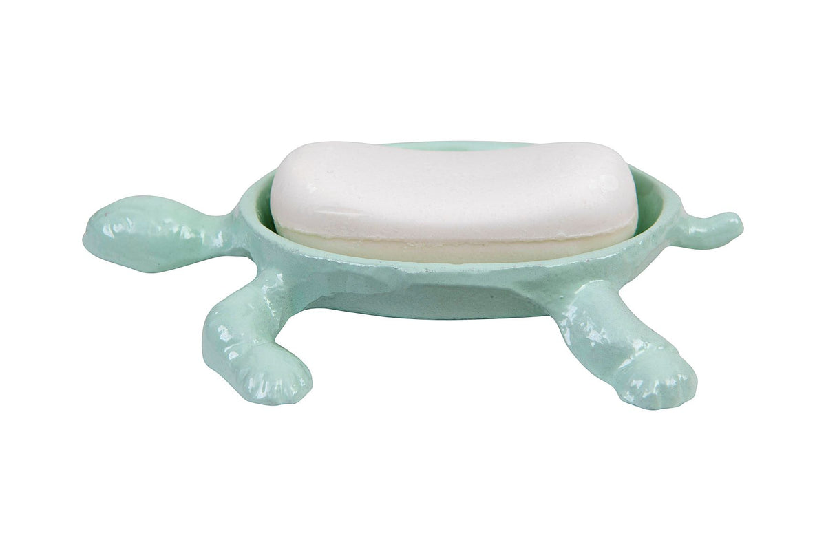 Cast Iron Turtle Soap Dish, Distressed Aqua - Floral Acres Greenhouse & Garden Centre