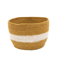 Load image into Gallery viewer, Natural Seagrass Basket, Ivory Stripe Gold, Large - Floral Acres Greenhouse &amp; Garden Centre
