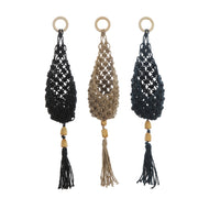 Plant Hanger, Jute Wall Hanger w/ Wood Beads, 22in