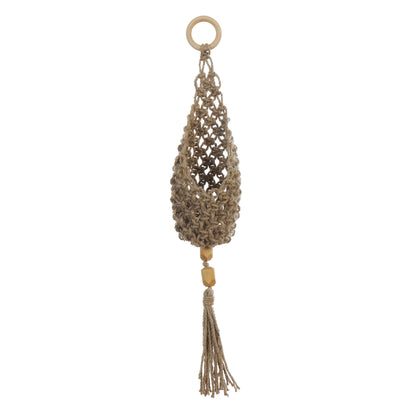 Plant Hanger, Jute Wall Hanger w/ Wood Beads, 22in