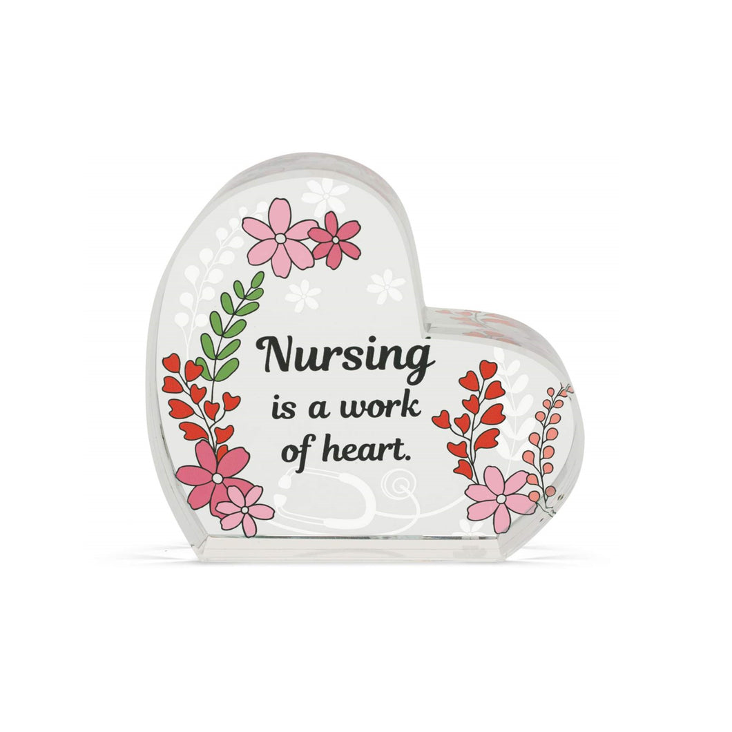 Heart Glass Plaque, Nursing - Floral Acres Greenhouse & Garden Centre