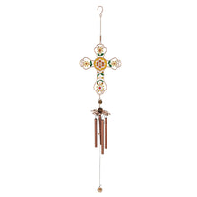Load image into Gallery viewer, Mosaic Cross Wind Chime, Canary, 38in - Floral Acres Greenhouse &amp; Garden Centre
