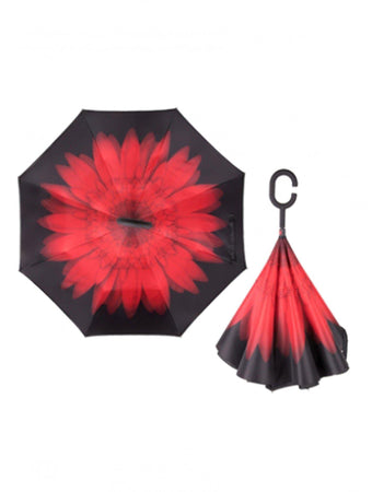 Inverted Umbrella, Red Chrysanthemum Design - Floral Acres Greenhouse & Garden Centre