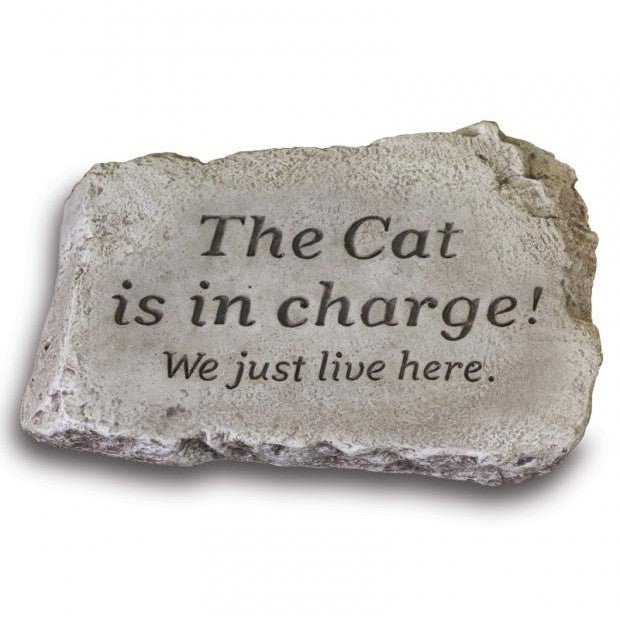 Garden Stone, 10in, The Cat is in Charge! - Floral Acres Greenhouse & Garden Centre