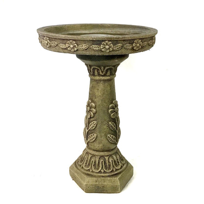 Daisy Stone Bird Bath, 19in - Floral Acres Greenhouse & Garden Centre