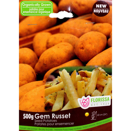 Seed Potato - Gem Russet Organic, VN, 500g Bag - Floral Acres Greenhouse & Garden Centre