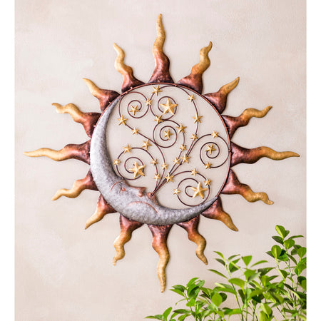Metal Wall Art, Sun/Stars/Blowing Moon